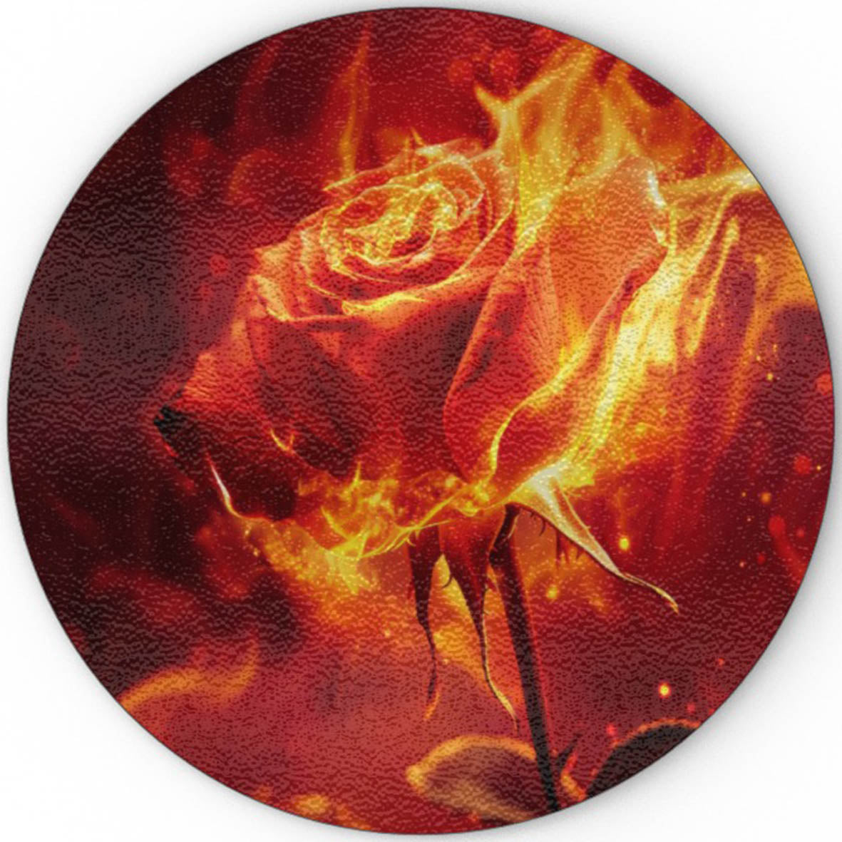 Flaming Rose - Glass Chopping Board