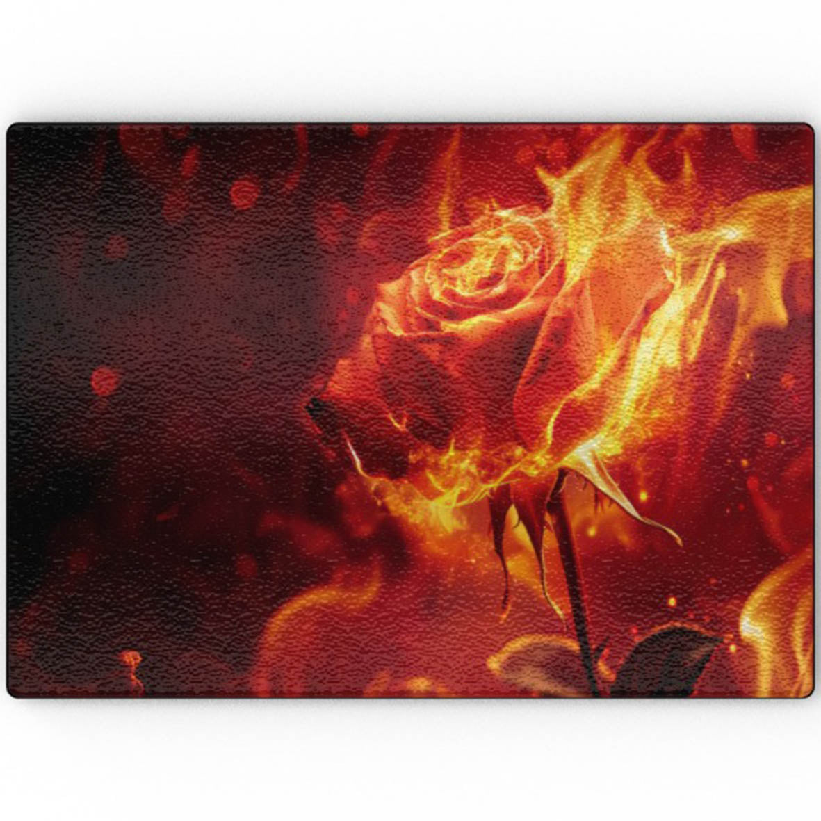 Flaming Rose - Glass Chopping Board