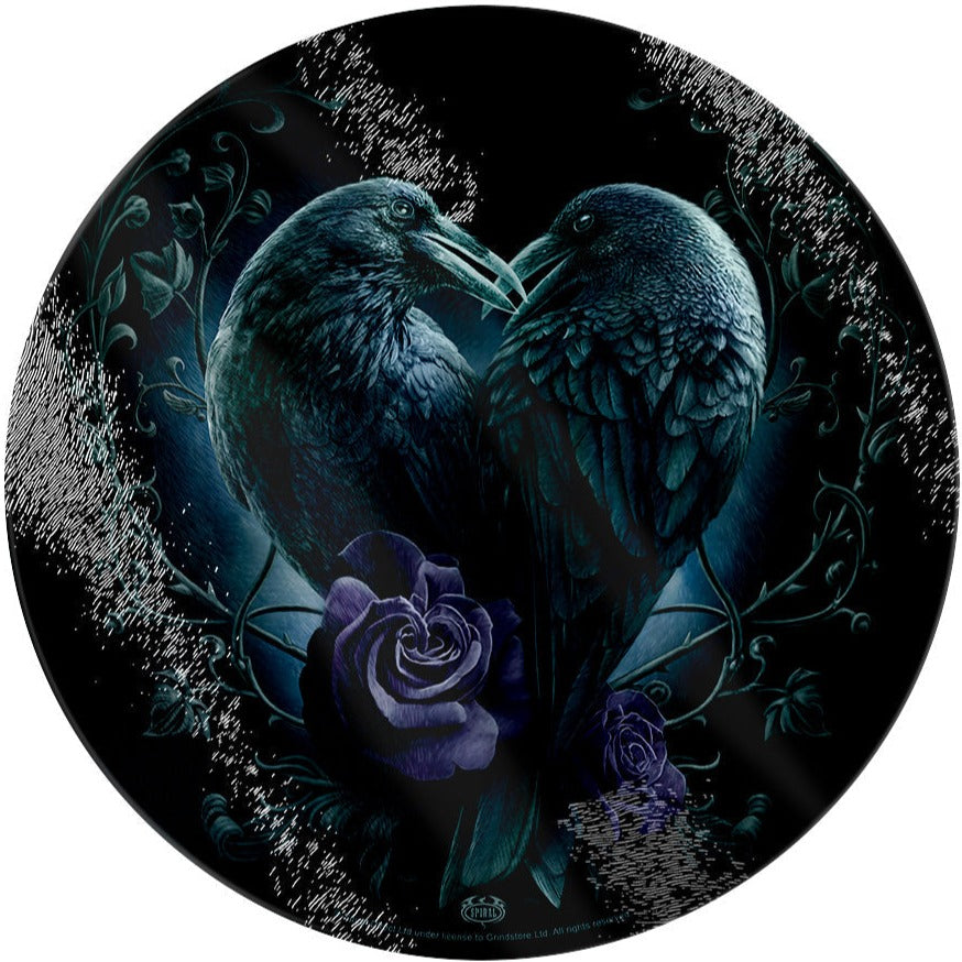 Raven Romance - Circular Glass Chopping Board