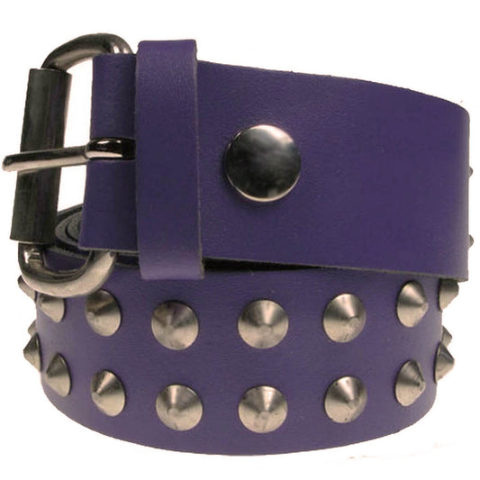 Studded Purple Real Leather Snap On Belt 1.5 inch/38mm - With Buckle