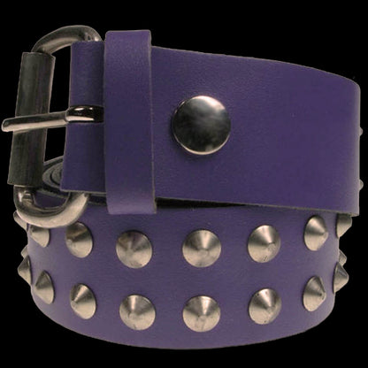 Studded Purple Real Leather Snap On Belt 1.5 inch/38mm - With Buckle