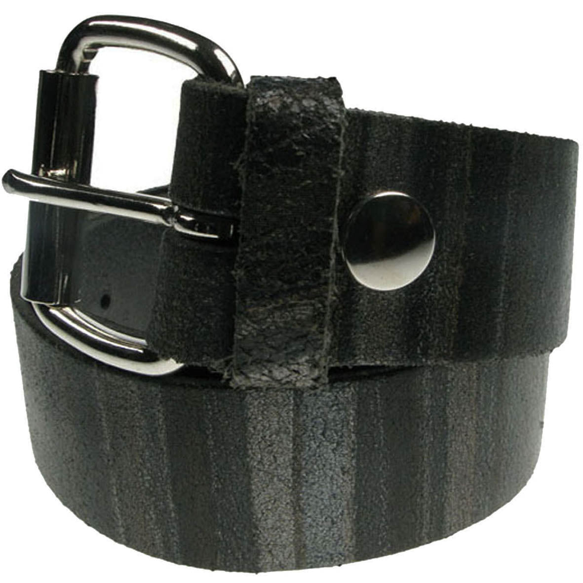 Shadow Stripe Real Leather Snap On Belt 1.5 inch/38mm - With Buckle