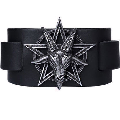 Baphomet Leather Wrist Strap