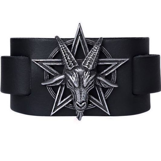 Baphomet Leather Wrist Strap