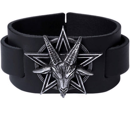Baphomet Leather Wrist Strap