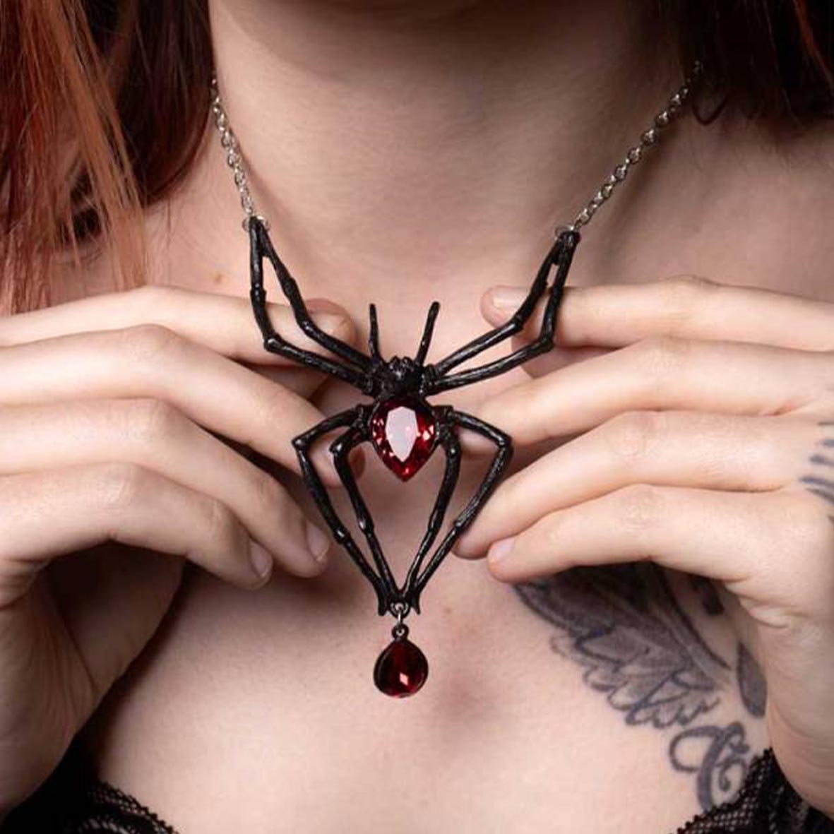 Black Widow With Red Venom Necklace