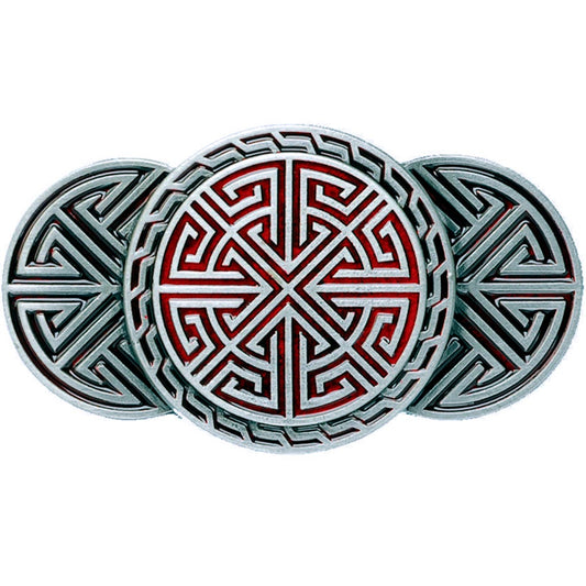 Celtic Runes Red Inlay Belt Buckle