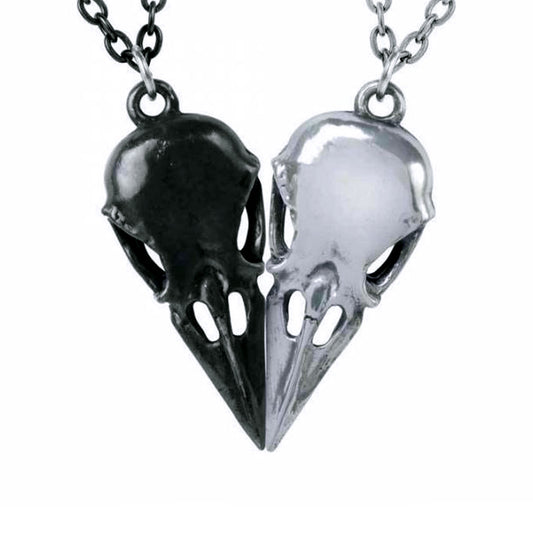 Heart Of Bone, Raven Skulls Couple's Friendship Pendants Set