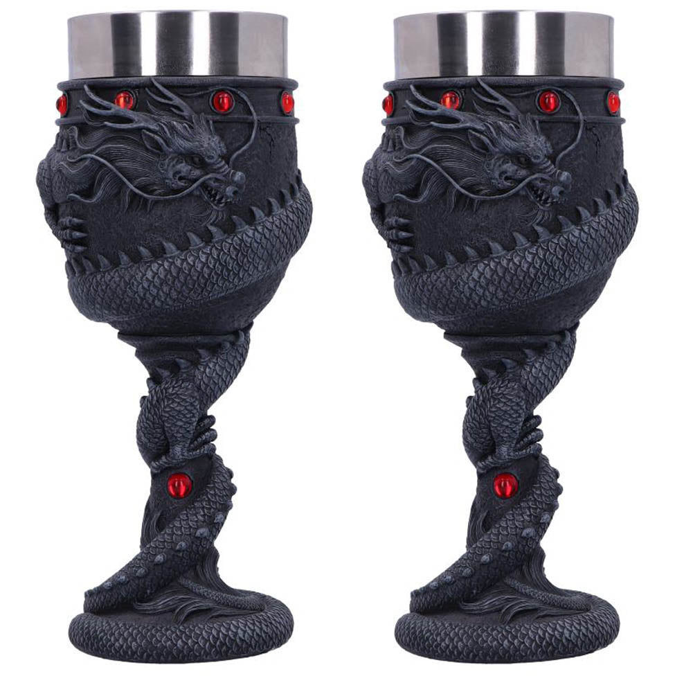 Dragon Coil Black Goblet - Set of 2