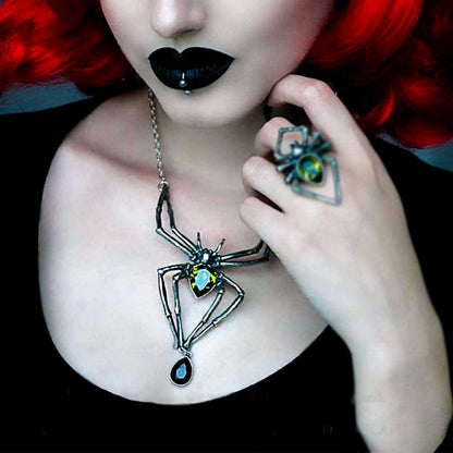 Green Venom Spider Necklace