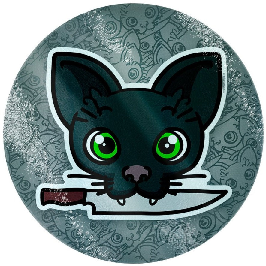 Evil Kitty - Circular Glass Chopping Board