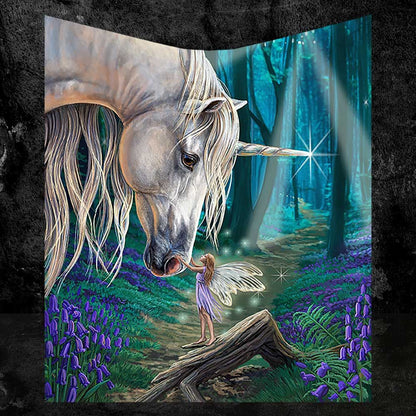 A Fairy Whispers To A Unicorn Blanket