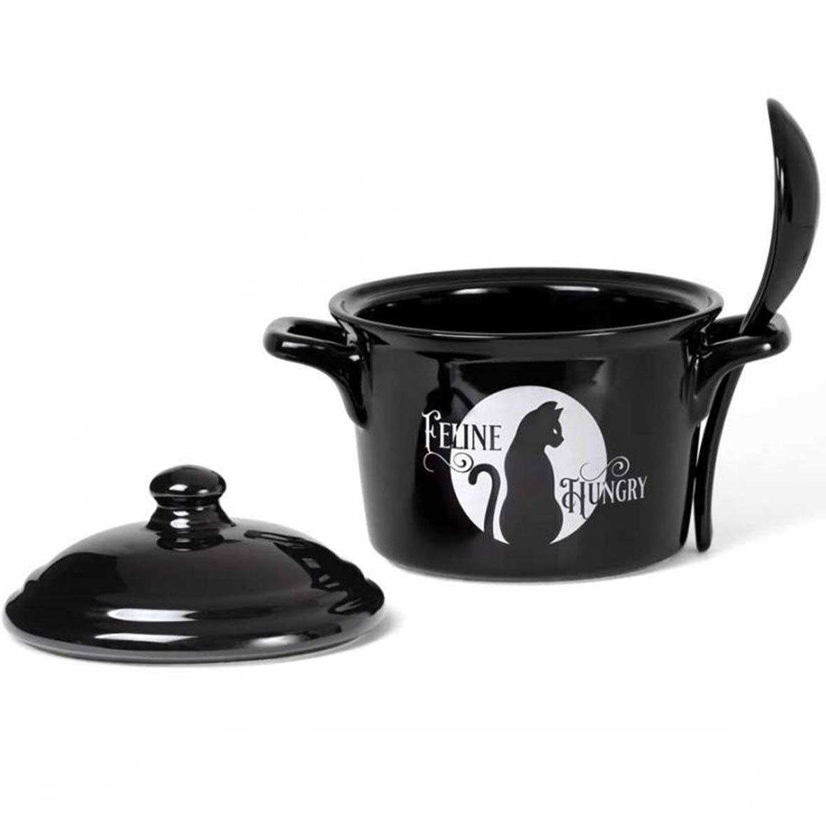 Feline Hungry, Lidded Bowl with Spoon