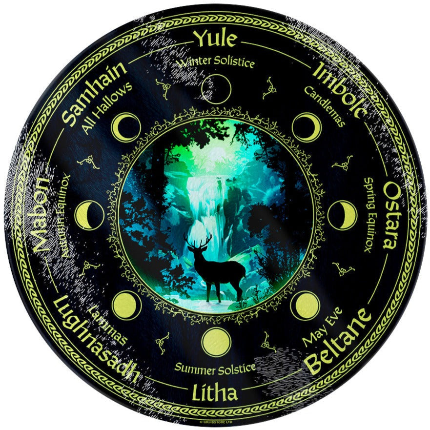 Pagan Calendar - Circular Glass Chopping Board