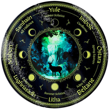 Pagan Calendar - Circular Glass Chopping Board