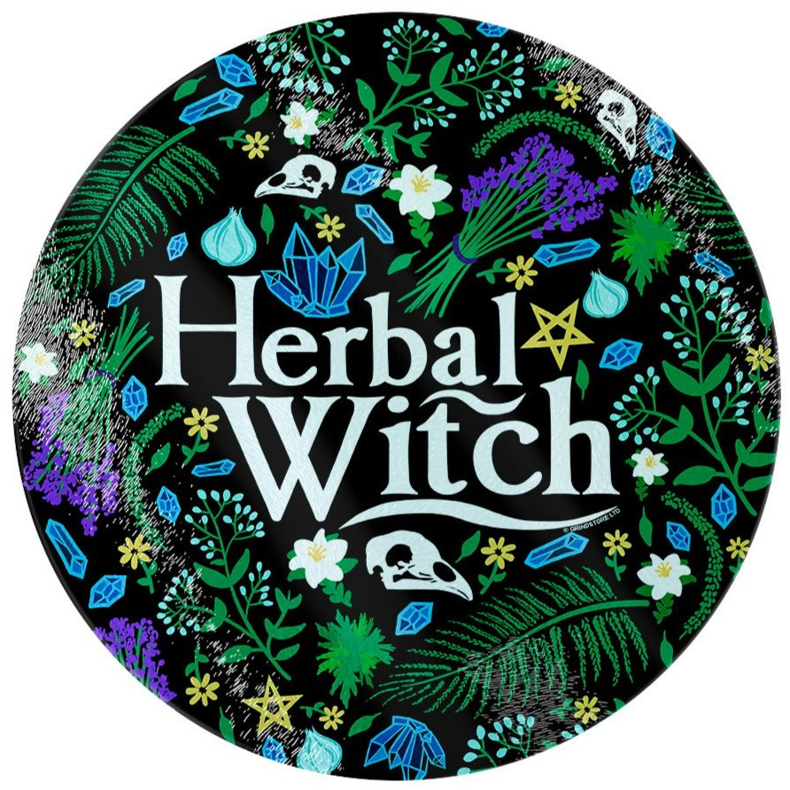 Herbal Witch - Circular Glass Chopping Board