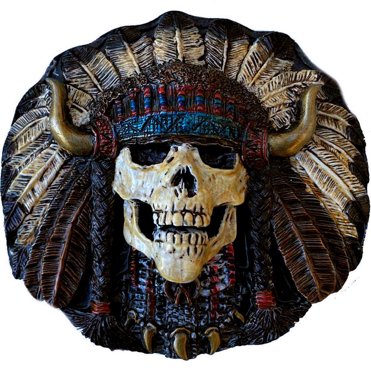 Indian Chief Skull Belt Buckle