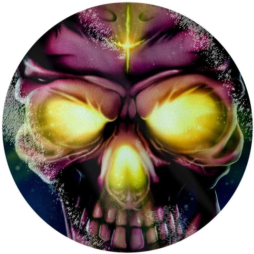 Neon Skull - Circular Glass Chopping Board