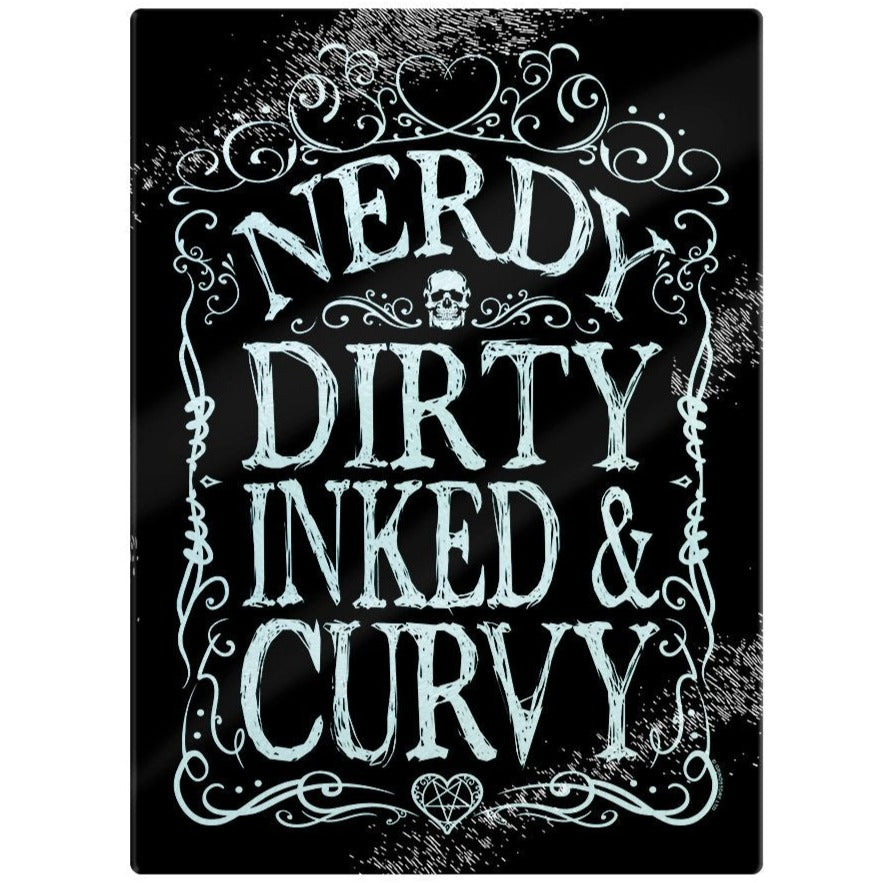 Nerdy Dirty Inked & Curvy - Rectangular Glass Chopping Board