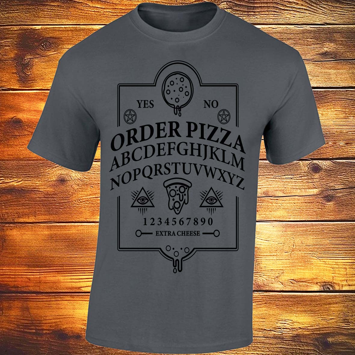 Ouija Pizza Order T-shirt (Dark Grey)