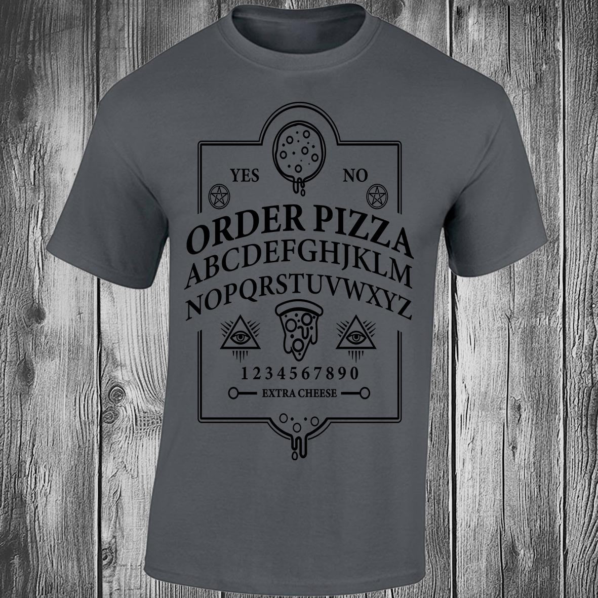Ouija Pizza Order T-shirt (Dark Grey)