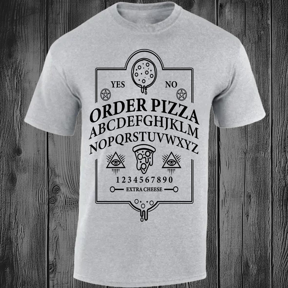 Ouija Pizza Order T-shirt (Light Grey)