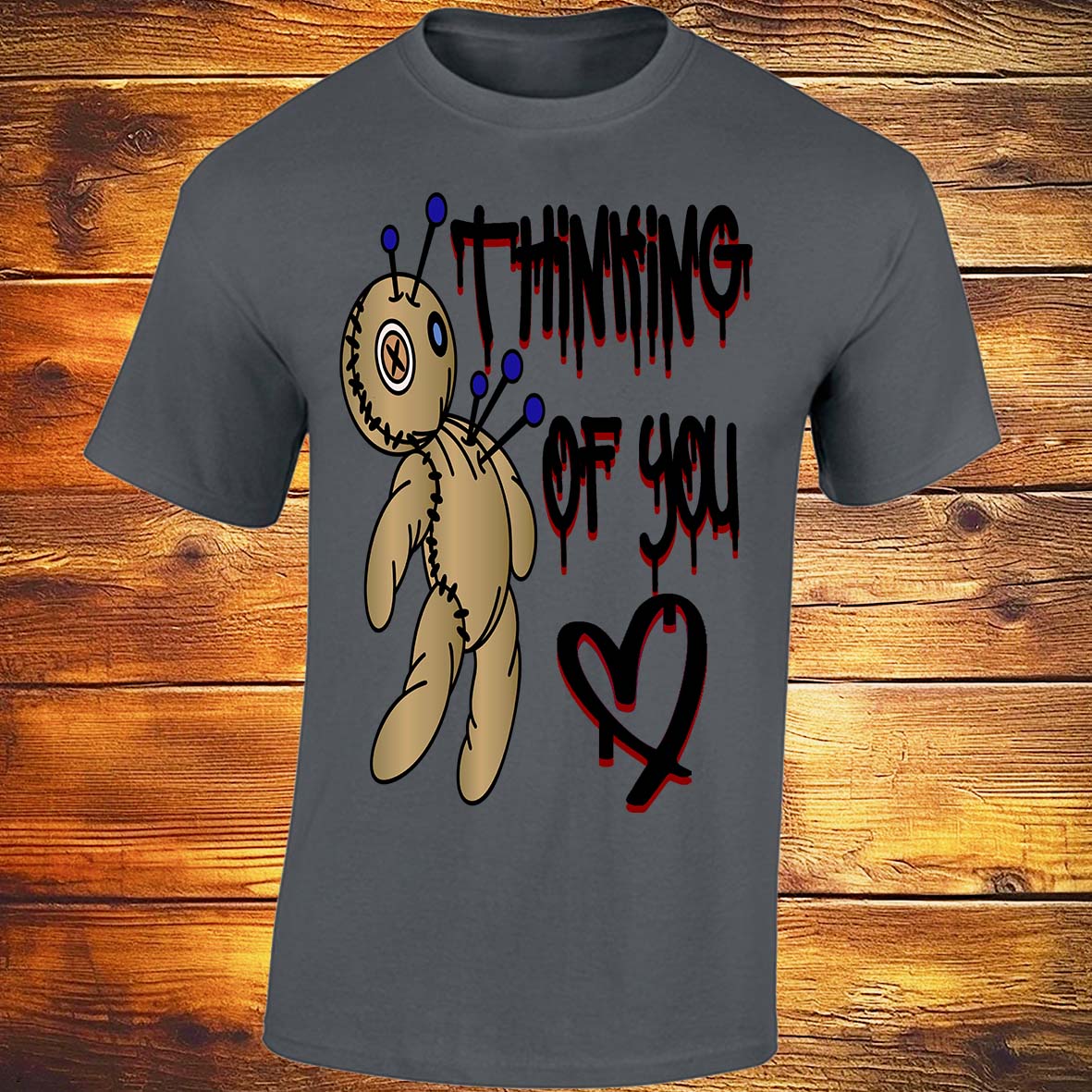 Think Of You Voodoo Doll T-shirt (Dark Grey)