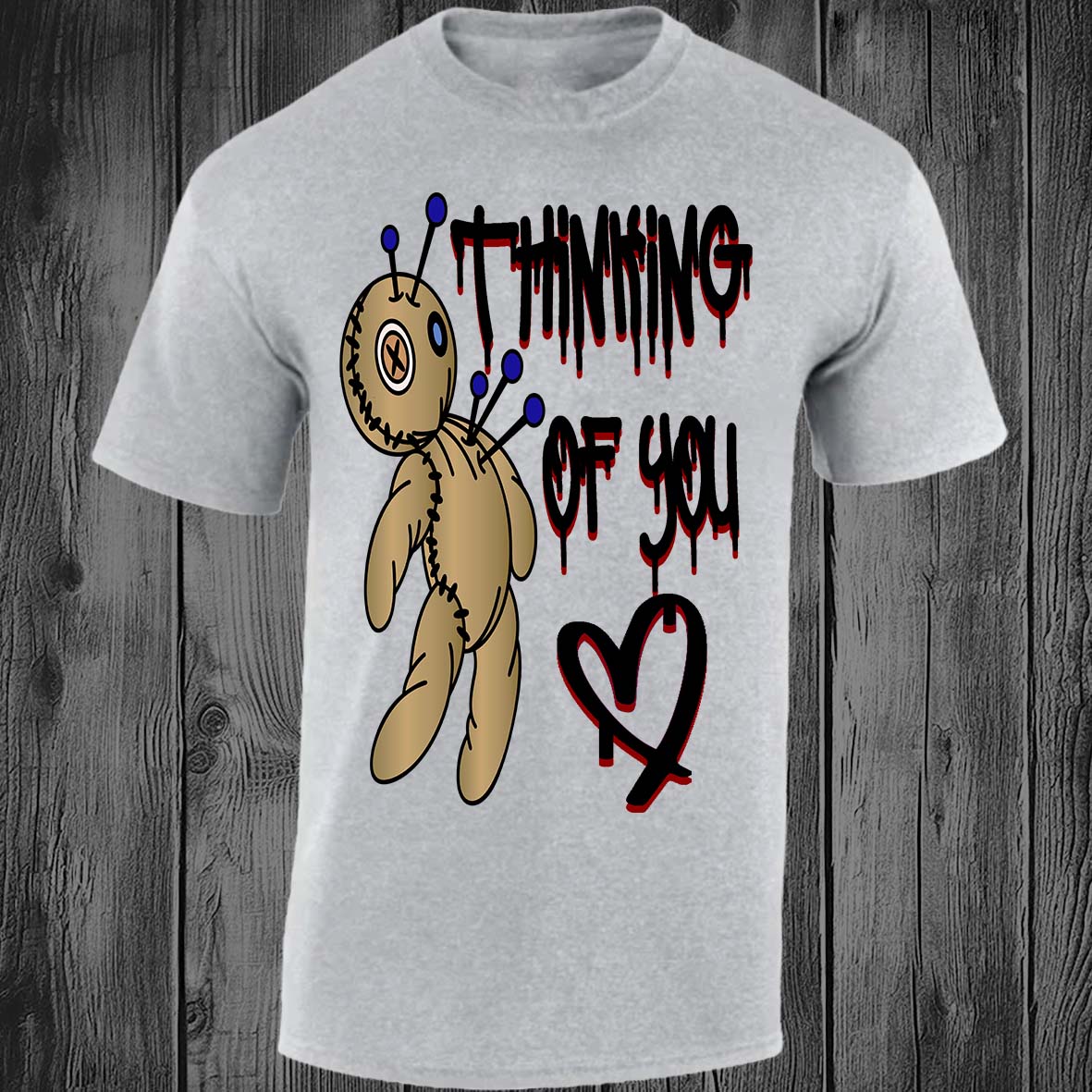 Think Of You Voodoo Doll T-shirt (Light Grey)