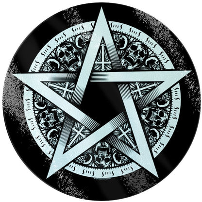 Pentagram Star - Circular Glass Chopping Board