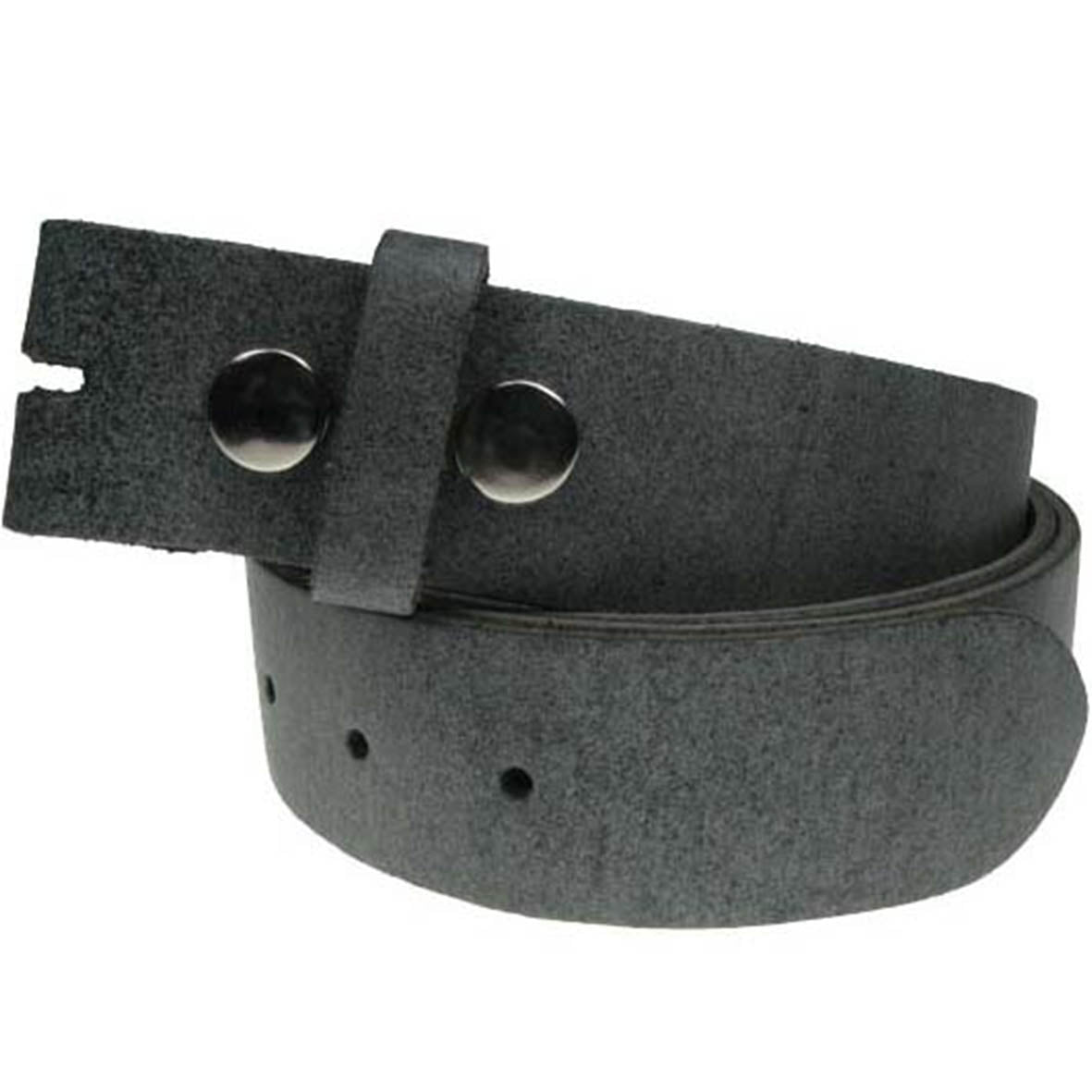 Special Grey Real Leather Snap On Belt 1.5 inch/38mm - No Buckle