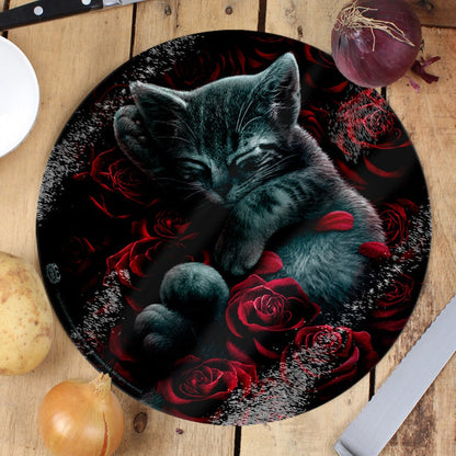 Bed of Roses - Circular Glass Chopping Board