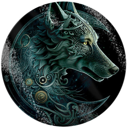 Celtic Wolf - Circular Glass Chopping Board