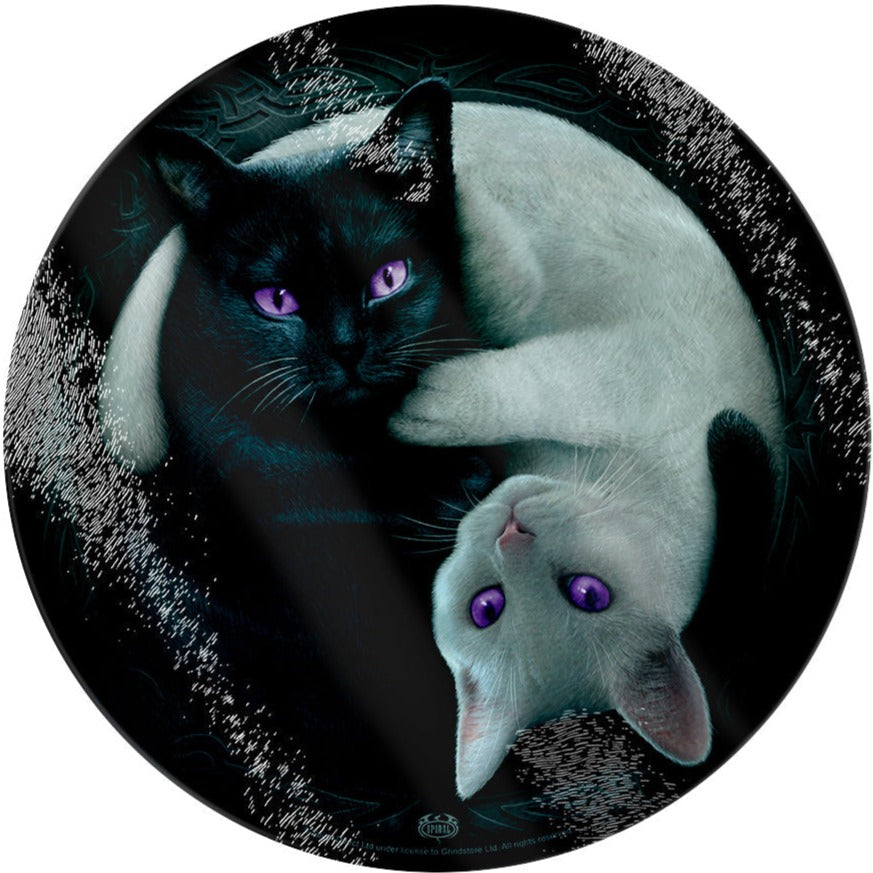 Yin Yang Cats - Circular Glass Chopping Board