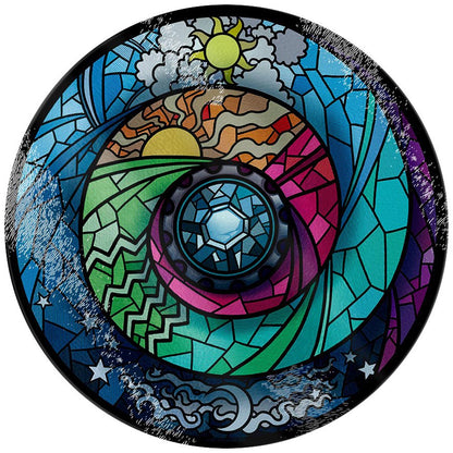 Spectroscope Stained Glass Window Effect - Circular Glass Chopping Board