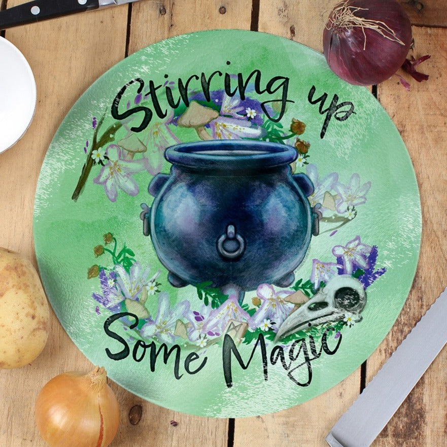 Stirring Up Some Magic - Circular Glass Chopping Board