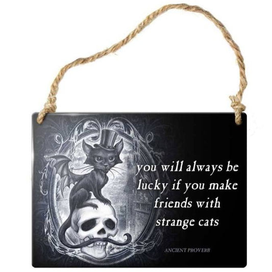 You will always be lucky...with strange cats, Metal Sign 90x65mm