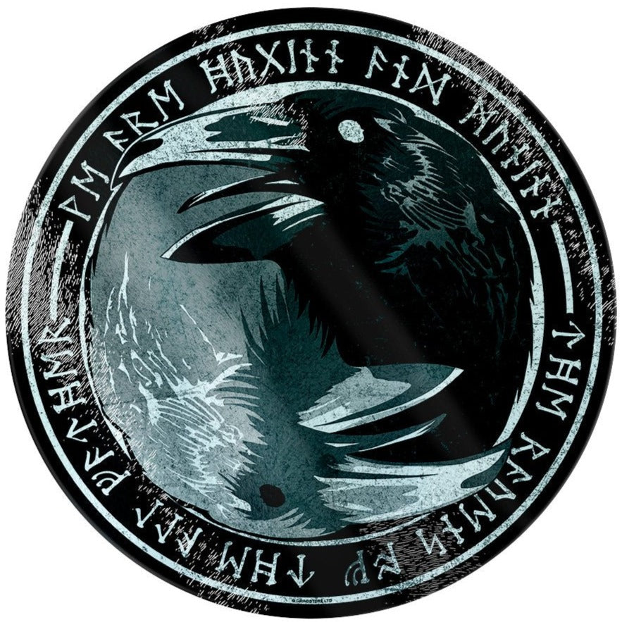 The Ravens Of The All Father - Circular Glass Chopping Board