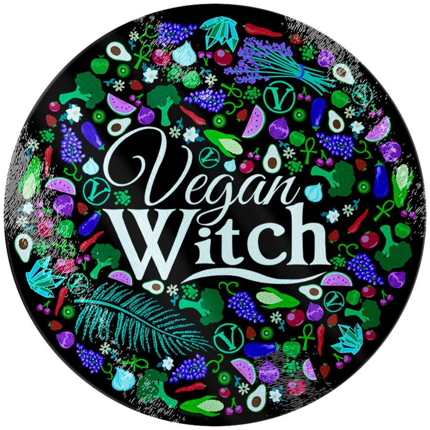 Vegan Witch - Circular Glass Chopping Board