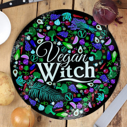 Vegan Witch - Circular Glass Chopping Board