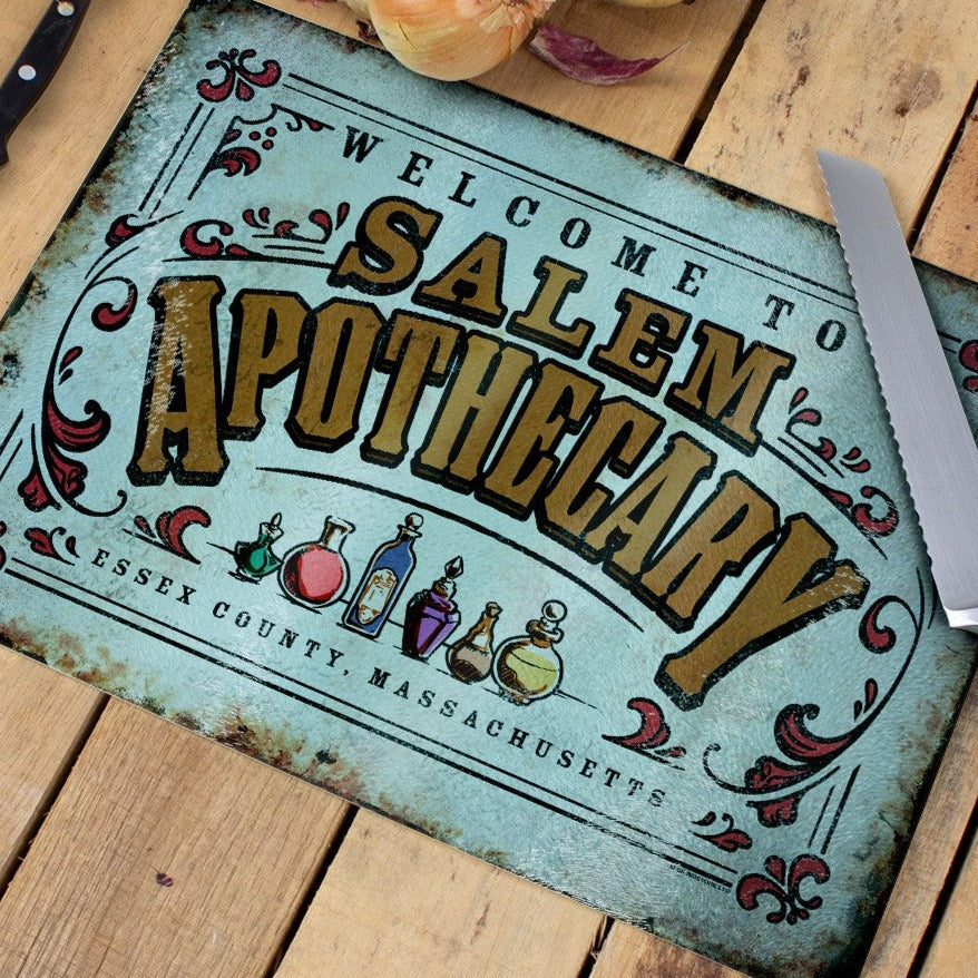 Welcome To Salem Apothecary - Rectangular Glass Chopping Board