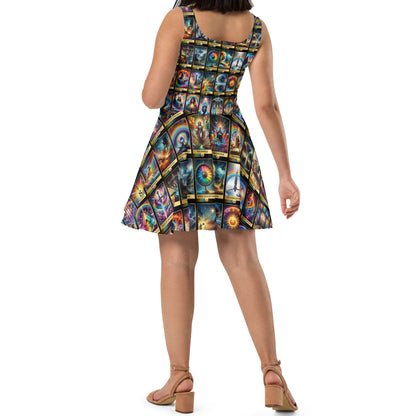 Magical Rainbow Tarot Card Collection Skater Dress