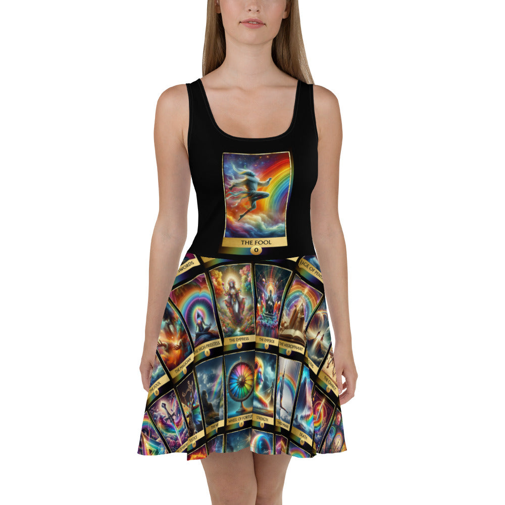 The Fool, Magical Rainbow Tarot Card Skater Dress