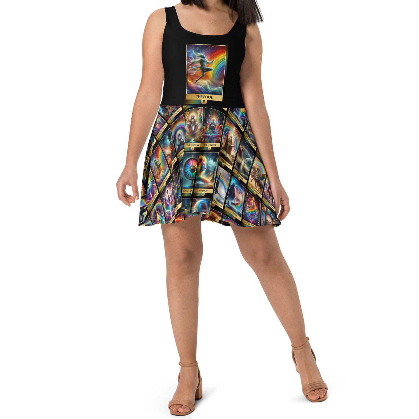 The Fool, Magical Rainbow Tarot Card Skater Dress