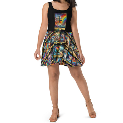 The Fool, Magical Rainbow Tarot Card Skater Dress