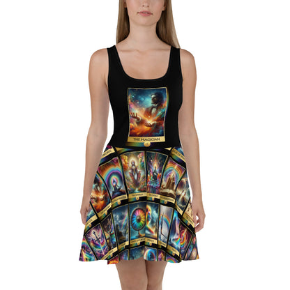 The Magician, Magical Rainbow Tarot Card Skater Dress