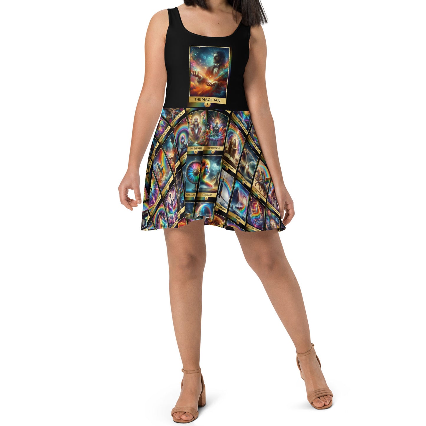 The Magician, Magical Rainbow Tarot Card Skater Dress