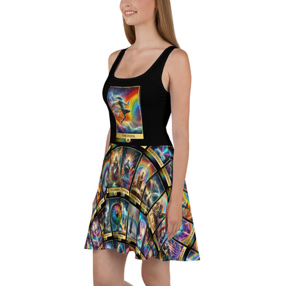 The Fool, Magical Rainbow Tarot Card Skater Dress