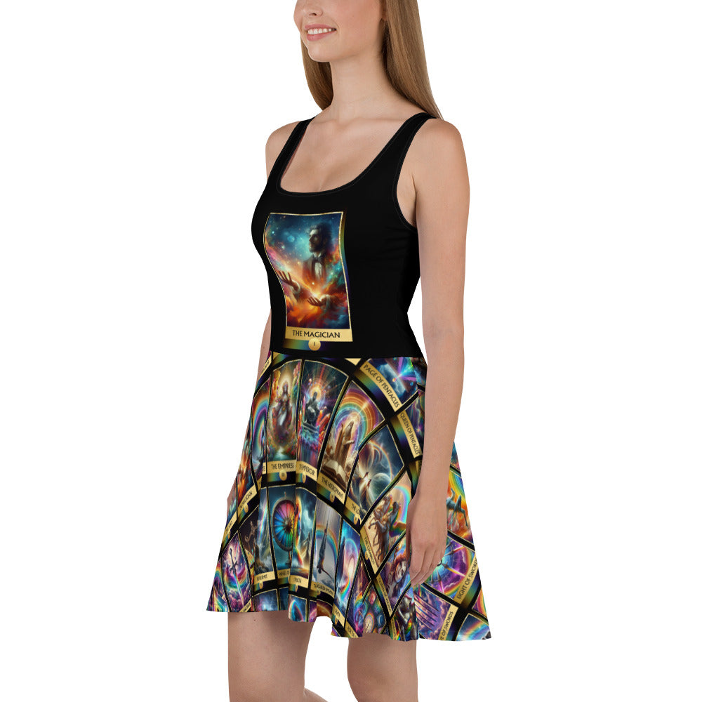 The Magician, Magical Rainbow Tarot Card Skater Dress