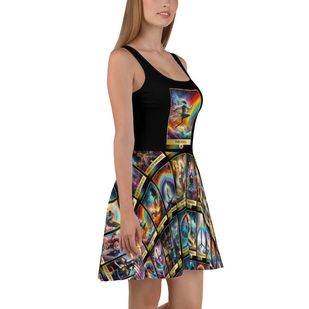 The Fool, Magical Rainbow Tarot Card Skater Dress