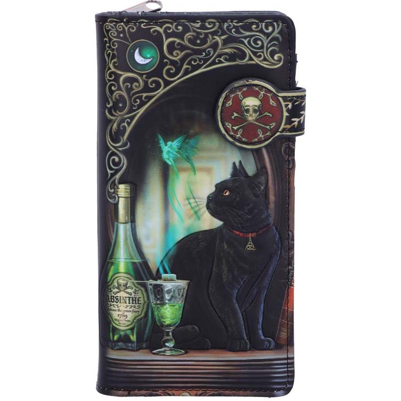 Black Cat With The Green Fairy Embossed Purse